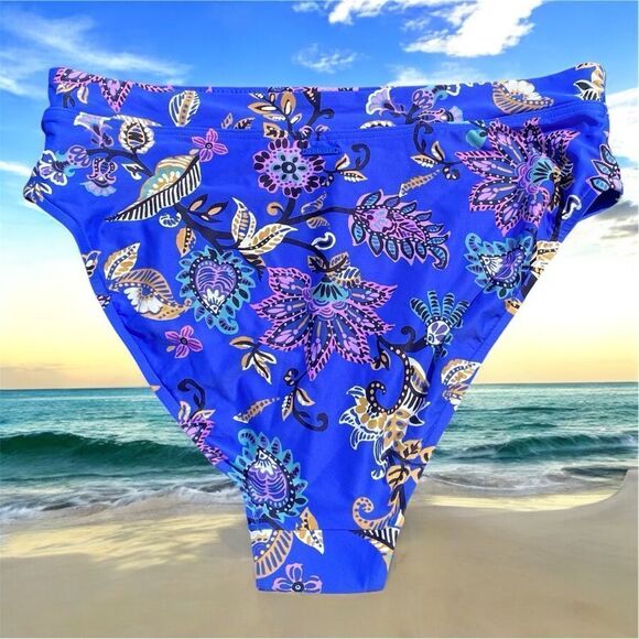 NWT New Sea Level Carnivale Floral High-Waisted Blue Swim Bikini Bottom 10 - Picture 7 of 15